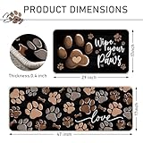 Tailus Welcome Dog Paw Print Kitchen Rugs Set of 2, Wipe Your Paws Bone Kitchen Mats Decor Pet Lover Gifts, Black Floor Door Mat Home Decorations - 17x29 and 17x47 Inch