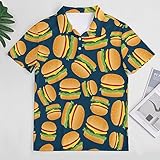 MAZHALAI Fast Food Hamburgers Polo Shirts for Men Quick-Dry Mens Golf Shirts Short Sleeve Casual 3D Print Athletic Tennis Golf Polos T-Shirt