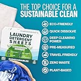 Sudstainables Laundry Detergent Sheets (200 Loads) – Eco-Friendly, Zero Waste, Plastic-Free Laundry Washing Machines Soap Sheets; Dissolvable, Space-Saving Strips for Travel (Fresh Linen)