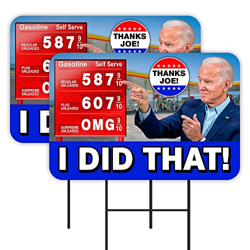 2 Pack I Did That Joe Biden Yard Signs 16" x 24" - Double-Sided Print, with Metal Stakes 841098115753