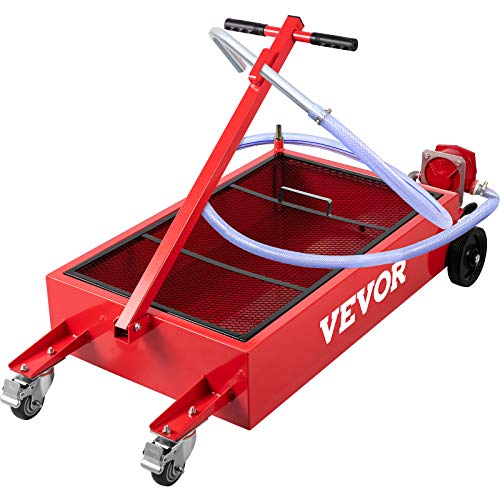 VEVOR Oil Drain Pan 18 Gallon Oil Drain Tank, 68L Low Profile Oil Drain Pan, Large Capacity Oil Change Pan, Foldable Hand, with Pump, Hose, Swivel Casters Wheels for Car, SUV, Trucks Oil Draining