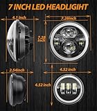 7 Inch Motorcycle LED Headlight 4.5" Fog Passing Lamps DOT Kit for Harley Davidson Street Glide Road King Electra Glide Fat boy Ultra Classic Heritage Softail Deluxe CVO Tri Glide Switchback Indian