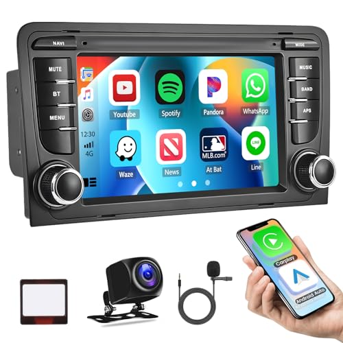 [2+64G] Android 13 Car Stereo for Audi A3 S3 RS3 2003-2012, Hikity 7 Inch Touchscreen Car Radio Wireless Carplay Android Auto GPS Navigation WiFi Bluetooth FM EQ Backup Camera