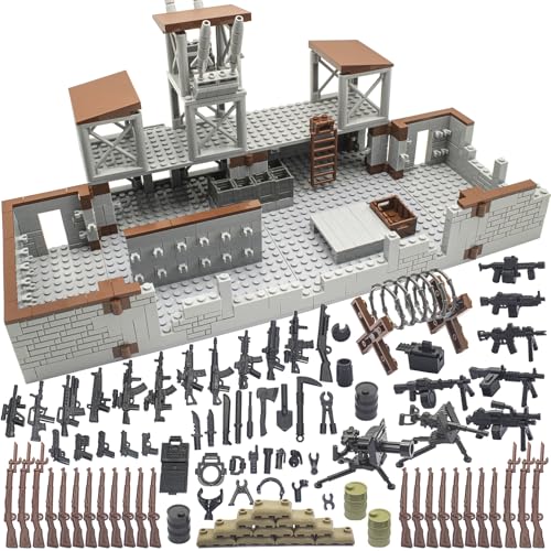 500+ Pcs Military Base Building Brick Sets Include Defence Base Guard Tower for Army Mini Figures, Weapon Pack Accessories Kits Toys, Guns Weapons Building Block Toy for Kids