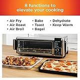 Ninja SP101 Digital Air Fry Countertop Oven with 8-in-1 Functionality, Flip Up & Away Capability for Storage Space, with Air Fry Basket, Wire Rack & Crumb Tray, Silver