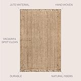 JONATHAN Y NRF103A-8 Pata Hand Woven Chunky Jute with Fringe Indoor Area -Rug Bohemian Farmhouse Easy -Cleaning Bedroom Kitchen Living Room Non Shedding, 8 ft x 10 ft, Natural Color