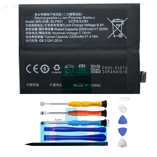 Vvuilsty BLP801 Replacement Battery for Oneplus 8T 1+8T Battery,Rechargeable 0 Cycle Battery Compatible with Oneplus 8T 1+8T KB2000 KB2001 KB2003 with Repair Tool Kits