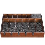 Noverlife Wooden Barber Clipper Tray, Anti-slip Hairdresser Clipper Organizer, Wood Barber Table Collector, Professional Hair Trimmer Holder, Cosmetic Container Razor Tool Case Box with 5 Slots