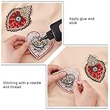 INFUNLY 6pcs Evil Eyes Heart Beaded Patches Red Love Shape Rhinestone Patches Eyes Sequin Applique Sew on Crystal Red Heart Embroidery Patch for Clothing Jeans Jackets Handbag Shoes DIY Decoration