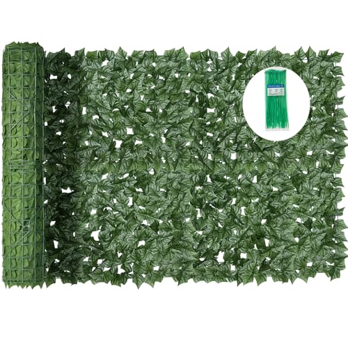 Artificial Ivy Privacy Fence Screen,140X40 in Privacy Fence Panels Balcony Privacy Screen Faux Ivy Hedge Vine Leaf Greenery Backdrop Privacy Screen Outdoor for Patio,Balcony, Garden, Backyard