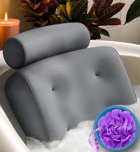 Everlasting Comfort Luxury Bath Pillow - Head, Neck, Back Soft Cushion for Bathtub, Spa & Relaxation