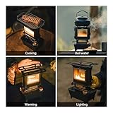 Thous Winds Camping Oil Lantern, Fuel Lamp for Outdoor Lighting Portable Stove for Cooking Warming, Black