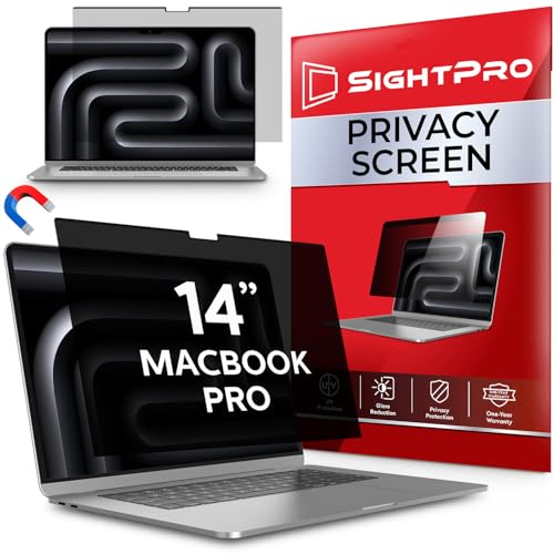 SightPro Magnetic Privacy Screen for MacBook Pro 14 Inch (2021-2024, M1, M2, M3, M4, Pro, Max) Removable Laptop Privacy Filter Shield and Protector