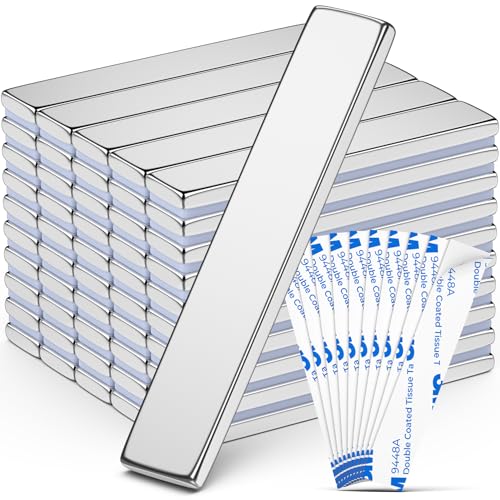 FINDMAG 50Pcs Strong Neodymium Magnets Bar, Heavy Duty Rare Earth Magnets, Rectangular Magnetic Bar, Small Powerful Magnetic Bar for Crafts Kitchen DIY Tool Storage Science Office – 60x10x3mm