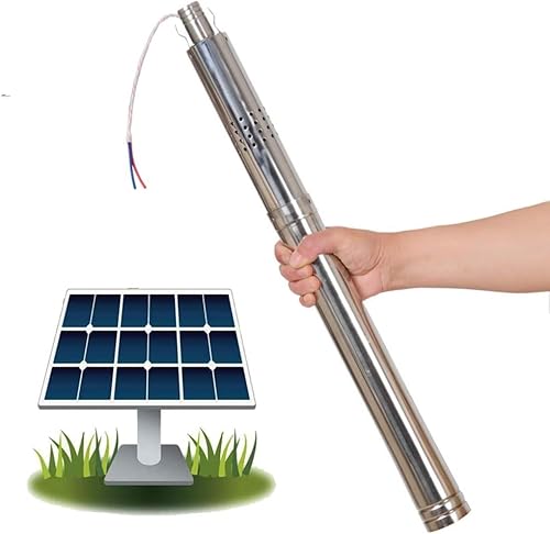 FUMBJFKT Bomba Solar Ultra delgada, Bomba sumergible de 2 pulgadas, Bomba de agua Solar de 24 V CC para mini Pozo