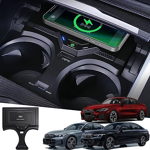 Wireless Charger for BMW 3 Series G20 2019-2023 4 Series G22 2020-2023, Wireless Fast Phone Charging Pad Mat for BMW 330i/330i xDrive/M340i/330e/430i/430i xDrive/M440i xDrive Accessories