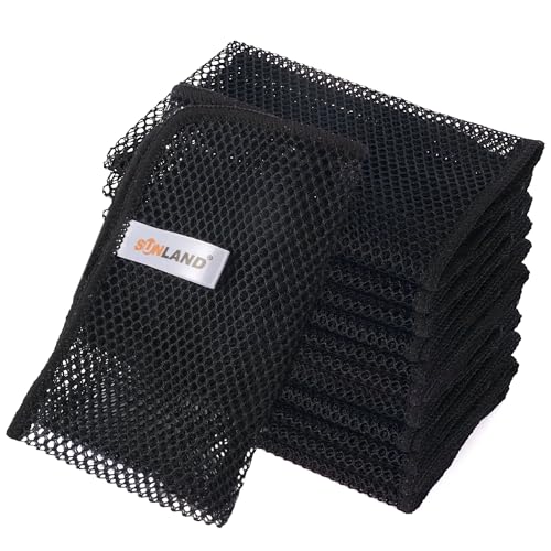 SUNLAND Mesh Dish Cloths for Washing Dishes No Odor Dishes Scrubber for Kitchen-Fast Drying and Easy to Clean Mesh Dish Cloth 12 Pack 12Inch x12Inch Black