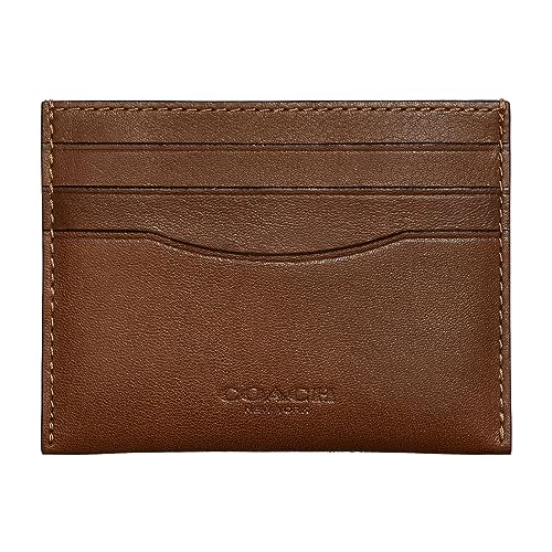 Coach Flat Card Case in Sport Calf, Saddle, 4" (L) x 3" (H)
