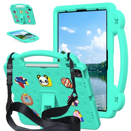 AKABEILA Compatible with Honor Pad X9/Honor Pad X8 Pro 11.5(2023) Tablet Case, Kids Friendly Universal Lightweight Shockproof Protective Case with Shoulder Strap & Stand Handle Mint Green