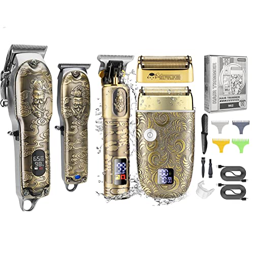 RESUXI Hair Clippers for Men & Electric Shavers Beard Trimmer for Men Set,Professional Barber Clippers T-Blade Hair Trimmer Electric Razor, Men’s Grooming Hair Cutting Kit
