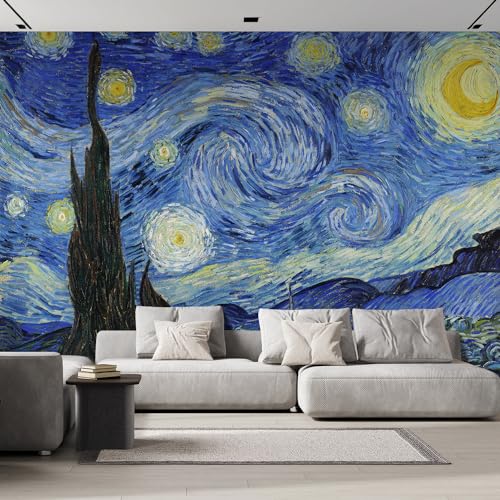 wall26 - Starry Night by Vincent Van Gogh - Dutch Impressionism - 20th Century Artist - Peel and Stick Large Wall Mural, Removable Wallpaper, Home Decor - 66x96 inches