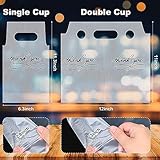 MJOGGOTT 1000 Count Handle Drinking Poly Bags, Thank You Clear Plastic Packaging Drinks Bags Drink Carrier with Handle Cup Carriers for Drinks Beverage Coffee Restaurant Bar, Hold 1 and 2 Cups