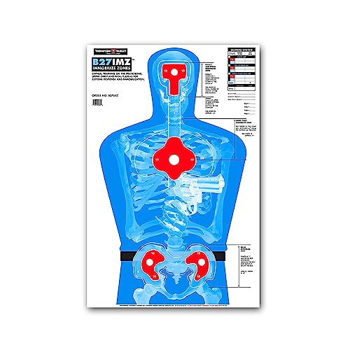 B27-IMZ Ultra Bright Silhouette Paper Shooting Target with Life Size Human Anatomy for Range Training - 25x38 in (25 Count)