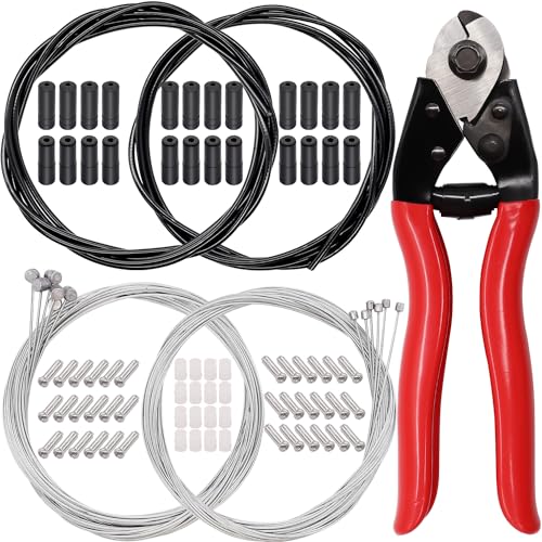 weideer Stainless Steel Wire Cutter Bike Brake Cable Housing Shifter Cable Housing Universal Bike Cable Kit Bicycle Brake Cable Shift Cable with Bike Cable End Caps O-Rings