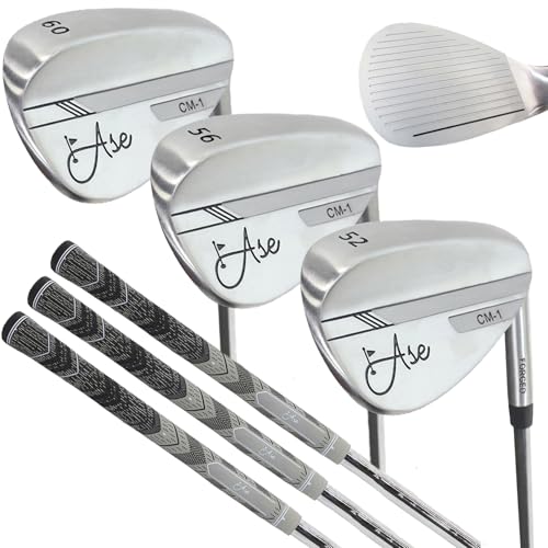 Premium Forged Golf Wedge 3 Piece Set - Full Face Grooves + Milled Face Golf Wedges for Men 52 56 60 Degree Set Corded Grip for Increase Control and Comfort