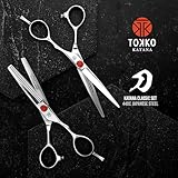 Katana Classic Professional 6.5" Shear Set by Tokko Shears, Premium 440C Japanese Steel Regular and Thinning Scissors for Barbers and Salon Professionals