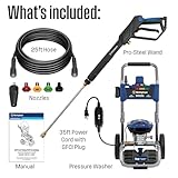 Westinghouse WPX3200e Electric Pressure Washer, 3200 PSI and 1.76 Max GPM, Induction Motor, Onboard Soap Tank, Spray Gun and Wand, 5 Nozzle Set, for Cars/Fences/Driveways/Homes/Patios/Furniture, Blue