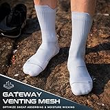 Compression Running Socks 3 Pairs, Cushion Crew Socks, Anti-Blister Moisture Wicking Athletic Hiking Basketball Socks