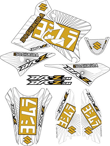 DRZ400SM Gold Exhaust Graphic Kit Drz400s drz 400sm 400s sm Shroud Decal drz 400