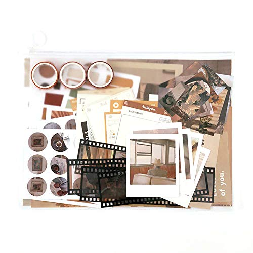 MAXLEAF 64PCS Literary Vintage Ins Style Scrapbook Bullets Journals Decoration Material Pack for DIY Scrapbook Album Decoration with Poster Tapes Stickers (Yellow)
