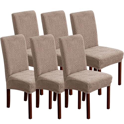 YUEANG Dining Chair Covers, Chair Covers for Dining Room Stretch Parsons Chair Slipcover, for Dining Room Kitchen Chair Protector Cover, Removable, Washable (Taupe, 6 Pack)
