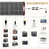 200W Portable Solar Panel for Power Station Generator, 12V/24V Flexible Foldable Solar Panel Kit Lightweight High-Efficiency Solar Charger Power Backup for Outdoor Van Camper Boat Caravan Off-Grid