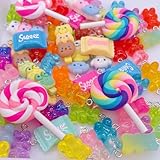 CHCUTEILD Bulk Assorted Resin Candy Pendant,Grandient 3D Gummy bear Charms for Jewelry Necklace Earrings Bracelet Art Craft Project Making (70pcs with hole)