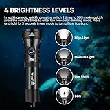 WINDFIRE Dive Lights Scuba Diving Flashlight, 6000LM Underwater Flashlight, IPX8 Waterproof Flashlight with Power Indicator, 4 Modes Dive Torch Scuba Flash Light for Night Diving