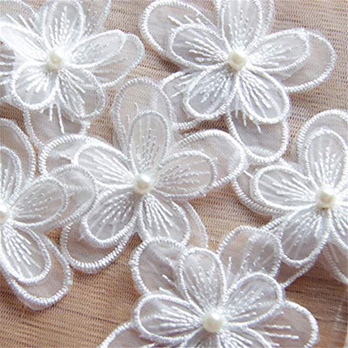 ESH7 10pcs Butterfly White Lace Flower Applique Trim for Wedding Dress Garment Accessories Decoration Sew On Lace Fabric