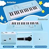 ZuzuBlooploo Kids Piano Keyboard, 37 Keys Portable Music Keyboard Early Learning Educational Electronic Music Piano Instrument Toys for 3 4 5 6 Year Old Boys and Girls (Blue)