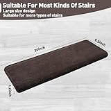 PURE ERA Carpet Stair Treads Ultra Plush 9.5" X 30"Soft Bullnose Indoor Stair Protectors Pet-Friendly Non-Slip Skid Resistant Tape Free Washable Reusable(14 Pieces,Dark Brown)