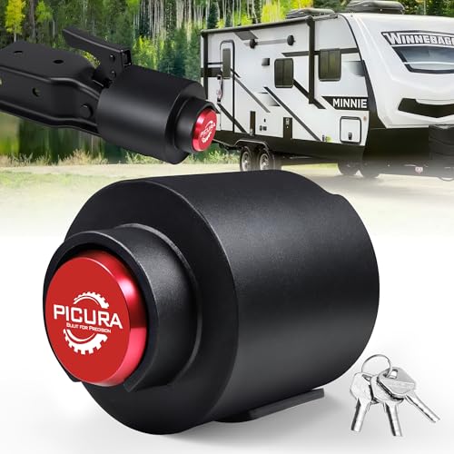 2025 Upgraded Trailer Hitch Locks Fits 2 5/16 Inch Coupler, Heavy Duty Trailer Lock, Anti-Theft Trailer Coupler Lock for RV, Trailer, Boat, Pickup(Red)