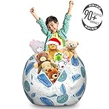 Lunarable Nautical Storage Toy Bag Chair, Jellyfish Pattern with Spotted Background Ocean Creatures Ornamental Sea Life, Stuffed Animal Organizer Washable Bag, Large Size, Pale Blue