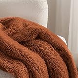 Bedsure Fluffy Burnt Orange Throw Blanket Gifts for Women, Men, Soft Fleece Cozy Fuzzy Sherpa Plush Warm Thick Faux Fur Throws for Couch, Fall Terracotta Orange Decor Valentines Blanket Gifts for Her