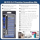 XOOL 62 in 1 Precision Screwdriver Kit, Electronics Repair Tool Kit, Magnetic Driver Kit with Flexible Shaft, Extension Rod for Mobile Phone, Smartphone, Game Console, PC, Tablet