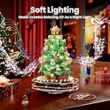 Mould King DIY Christmas Tree, Tabletop Xmas Tree Building Kits with Music Box and Display Case, Mini Green Christmas Tree with Light, Christmas Decorations for Home and Office, 10090, 688Pcs