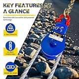 FITHOIST 2 Ton Snatch Block with G80 Chain | 3'' Sheave for 3/8" Inch Wire Rope | Pulley Block with Shackle for Heavy Duty Towing and Recovery Equipment | Tow Truck Rollback Wrecker Car Hauler Winch