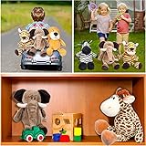 12 Pieces Safari Stuffed Animals 11.8 Inch Jungle Animal Toys Set for Boys Girls Plush Forest Lion Elephant Zebra Giraffe Tiger Monkey for Zoo Party Teacher Student Award (Cute Style)