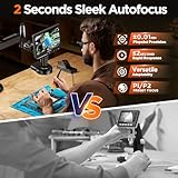 Elikliv Autofocus 4K HDMI Digital Microscope, EM4K-AF Flex Arm Soldering Microscope for Adults, 10.1" Coin Microscope with Ring Light, 52MP LCD Microscopes with Screen, Electronics Repair Mat, 64G