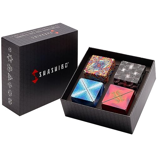 SHASHIBO Gift Box of 4- The Shape Shifting Box (36 Rare Earth Magnets) STEM/STEAM Fidget Geometric 3D Magnetic Transforming Magnetic Box Magic Cube